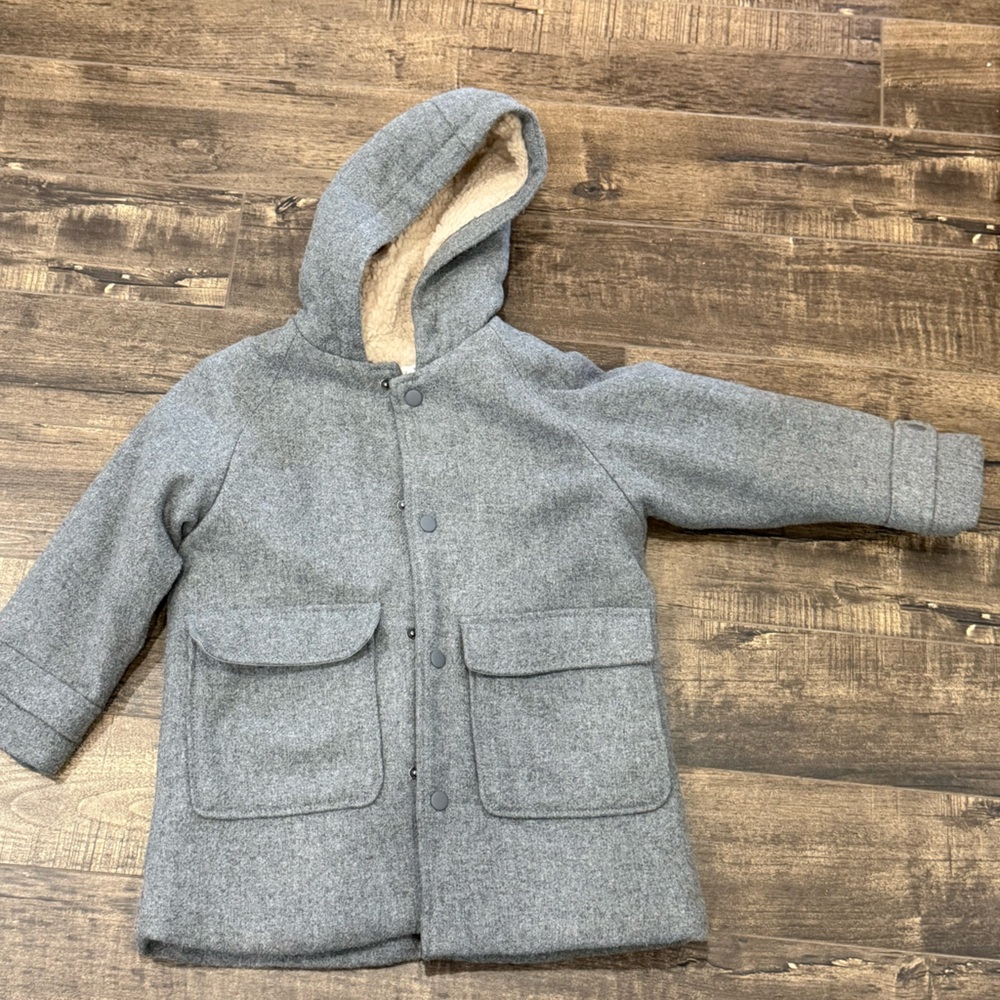 Zara Gray Kids Pea Coat with Hood